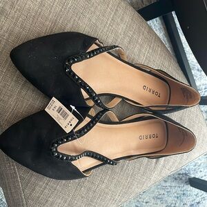 Torrid Black Rhinestone Pointed Flats